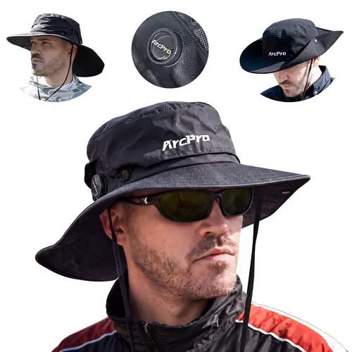 ARCPRO 2-in-1 Waterproof Fishing Hat with Removable Top, Breathable Detachable Sun Hat for Men Women, Adjustable Boonie Hat with Neck Protection & Hard Brim, UV UPF 50+ Safari Hiking Hat for Rain or Shine