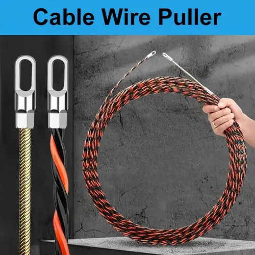 Steel Electrician's Wire Puller Tool - Non-Braided Construction, Durable Metal-Connector, Flexible Cable Insertion & Extraction for Home Supplies by summerwins