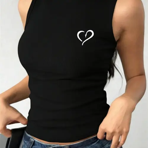 Women's Knitted Half High Neck Sleeveless Top, Sporty Yoga Stretch Fitting Tank, Comfortable Stretchy Activewear for Daily Wear, Sporty Cami Top, Workout Activewear, Workout Apparel, Activewear Clothing