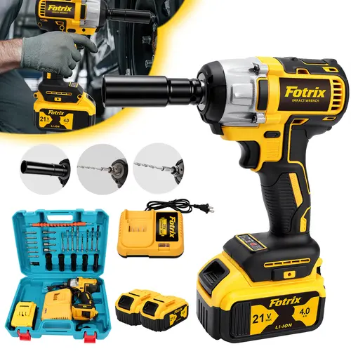 1/2-Inch Cordless Impact Wrench - High-Torque 3-in-1 Work Tools & Tools and Gadgets with Rechargeable Lithium Battery, Charging Dock, Socket Set, Drill Bit Set, LED Light, for Mechanic, Car Use