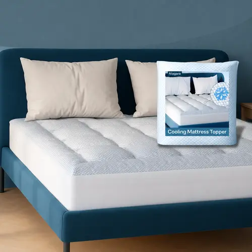 Niagara Cooling Mattress Topper - Quilted Nylon Pillow Top, Breathable, Soft, Skin-Friendly, Deep Pocket, Machine Washable, for Twin, Twin XL, Full, Queen, California King Sizes, Ideal for Hot Sleepers on Hot Nights, Cooling Mattress Pad, Bedding Mattress