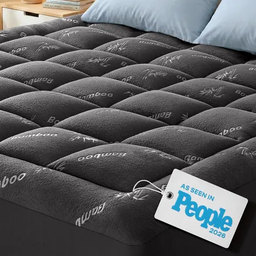 【Back To School Sale】 NIAGARA Ultra Soft Bamboo Mattress Topper – Rayon Derived from Bamboo, Cooling Thick Pillow Top, Cloud-Like Comfort, Breathable & Gentle on Skin, 8–20" Deep Pocket Fit, Perfect for Hot Sleepers, Machine Washable