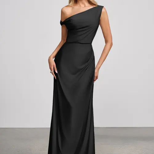 Azazie Elowen One Shoulder Ruched Slimming Mermaid Elegant Party Knit Maxi Dress sohochic