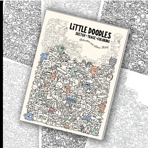 Three uses in one book | Sketch + Trace + Color + Coloring + Art Drawing | A4/small A4/A5 dense doodle book | Relieve stress and boredom