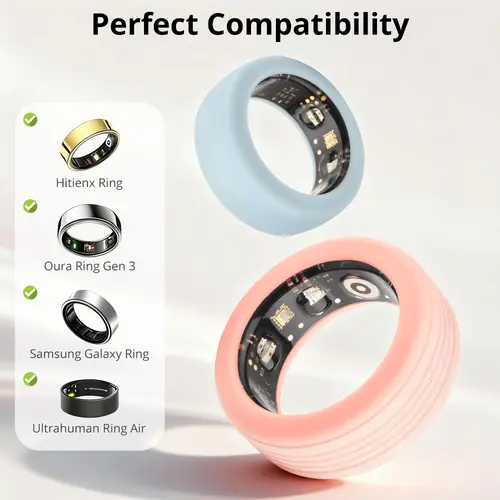 COLMI Soft Silicone Protective Ring Cover for Smart Ring R02-R10-R03 - Lightweight, Durable Wearable Accessories with Open Sensor Areas, S Fits US7-9/M Fits US10-13 (Blue M:10~13 Size) - Work & Fitness Protection, Tracking Function Preservation, M（Blue：10