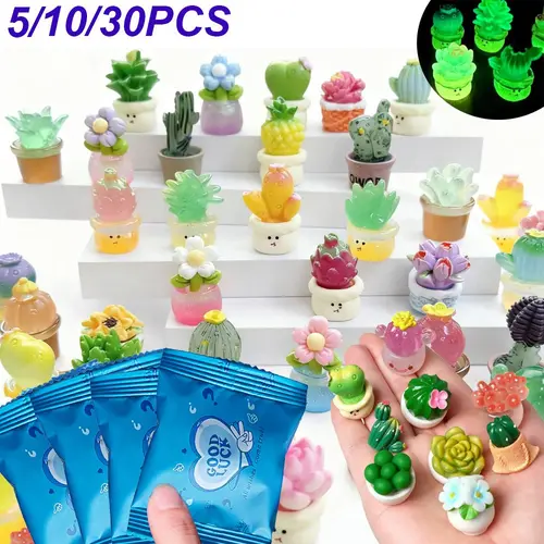 Mini Glow-in-the-Dark Plant Pots, Dollhouse Decor Fairy Garden Decorative Ornaments to Enhance Tiny Gardens, Miniature Plant Pots, Party Gifts and Surprise Gift Idea