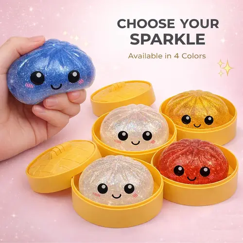 2026 New Squishy Dumpling Stress Balls for Adults, Dumpling Squishy Toys for Kids, Dumpling Fidget Sensory Toy,3.15 inches in Diameter Squeeze Dough Ball Stress Relief Toy, Stretchy Stress Ball Squish Toys