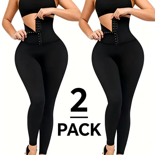 Women's 2-Piece Workout Set - High-Waisted Double-Button Tummy Control Leggings & Long Sleeve Crop Top, Sleek Slim Fit Stretch Gym Activewear, Sporty Chic Yoga Fitness Outfit
