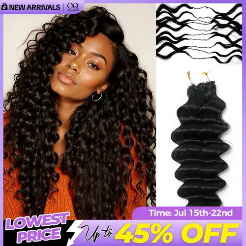 OQ HAIR Loose Deep Pre-Separated Feather Crochet 100% Human Hair Extensions for Miracle Knots Boho Braids 4 to 5 Bundles Recommended #DealsForYouDays