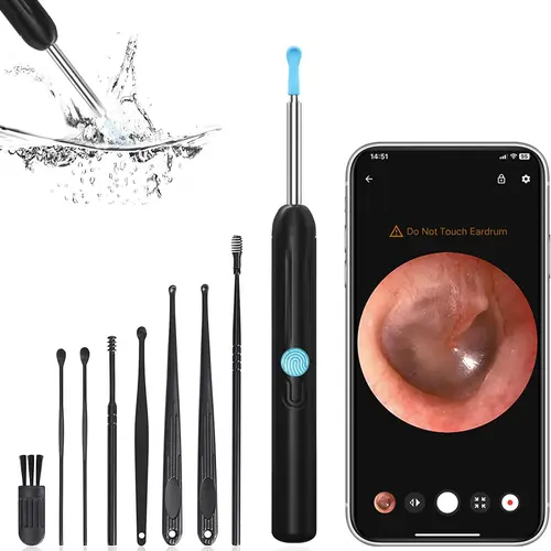 Ear Wax Removal, Ear Cleaner with Camera with 1080P, Ear Wax Removal Tool with 6 LED Light, Ear Wax Removal Kit with 8 Ear Pick, Ear Camera for iPhone, iPad, Android Phones