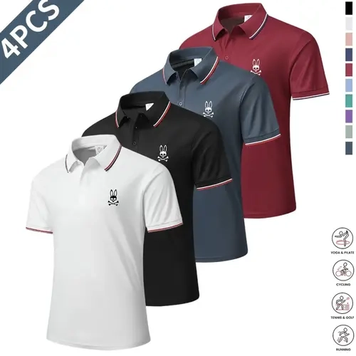 Men's Casual Short-Sleeve Polo Shirt Set - Cool Breath Top, Stylish Plain Fashion Apparel Shirts, Ideal Gifts for Him, Multi-Season Basic Menswear, Size M, Gift‑Ready Set