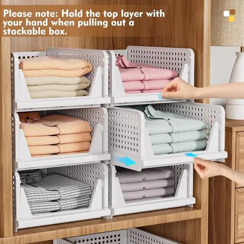 White 5–10-Pack Closet Storage Baskets, Stackable Multifunctional Clothing Organizer, Dimensions 13.19×16.73×7.28 inches, Universal for Closet, Bathroom, Kitchen, Laundry Room, Space-Saving Clutter Organization Box