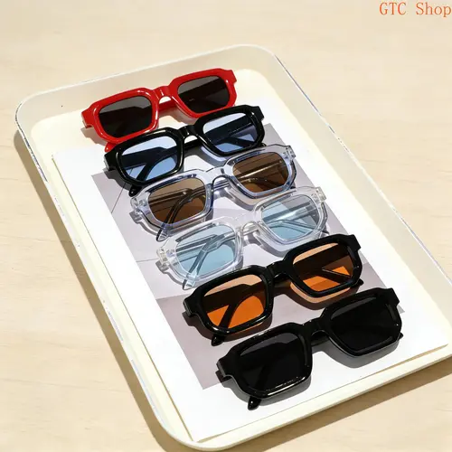 6-Pack Vintage Rectangle Frame Sunglasses for Women & Men – Y2K Retro Fashion Narrow Square Sunnies with UV400 Protection, Trendy 90s Classic Luxury Eyewear for Driving Beach Streetwear Outdoor Daily Outfits