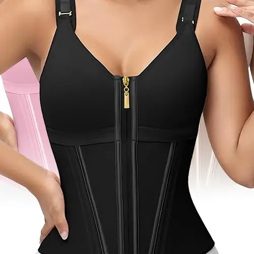 Waist Shapewear for Women with Bra Tummy Control Waist Trainer Corset for Women Clip and Zip Waist Trainer Girdle Workout Shapewear with Adjustable Shoulder Strap Solid Color Adjustable Shoulder Strap Shapewear Tops