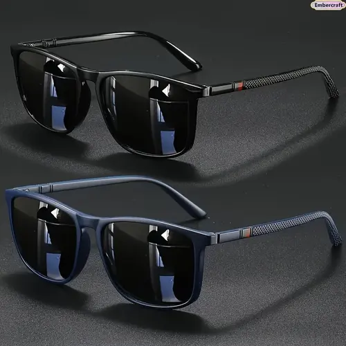 Unisex 2-Pack Nylon Square Sunglasses - Retro Futuristic Style, for Driving/OOTD, Sunglasses for Women, Unique Gifts for Man, Suits His or Her Style