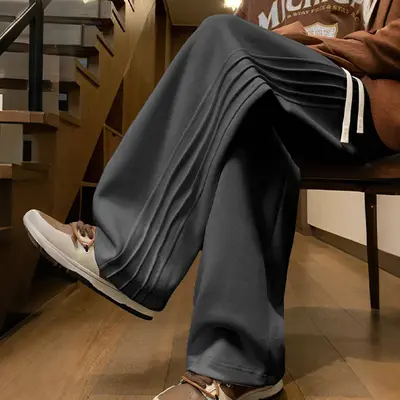 Men's Solid Color Knit Design Pants, Regular Fit Casual Comfy Trousers for Daily Wear, Men's Bottoms for All Seasons
