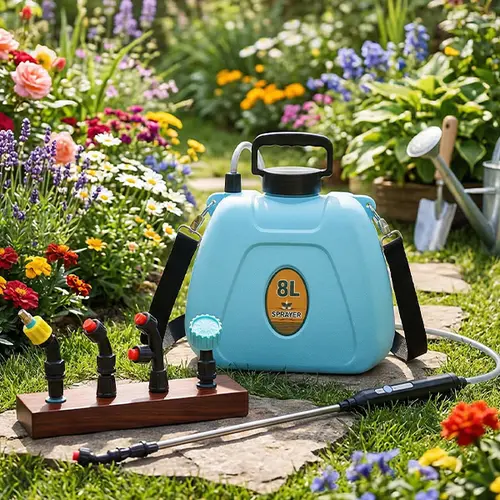 2 Gallon Battery Powered Garden Sprayer, Electric Rechargeable Sprayer with 2 Speeds, 4 Nozzles, Telescopic Wand, Battery Indicator, Shoulder Straps & Storage Bag, #tiktokshopbacktoschool
