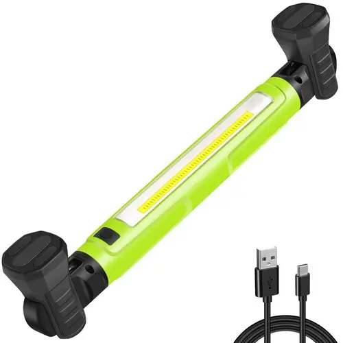 3000LM Bright LED Work Light - 5200mAh Rechargeable Magnetic Underhood Light with Hanging Hooks, 360° Rotating Bar for Car Repair, Garage, DIY Projects, 3.5 Hours on High Mode Cordless Battery-Powered Flashlight
