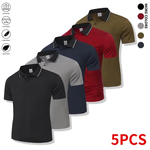 Men’s 5-piece multicolor polo shirt set—soft, comfortable, and breathable; suitable for family leisure and outdoor sports, ideal for everyday wear.summervibes