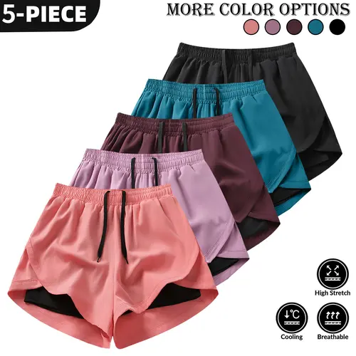 Women's 5-Pack Summer Shorts - Fashionable, Versatile Mix and Match Multi-Color Shorts for Women, Outdoor Casual Athletic Wear
