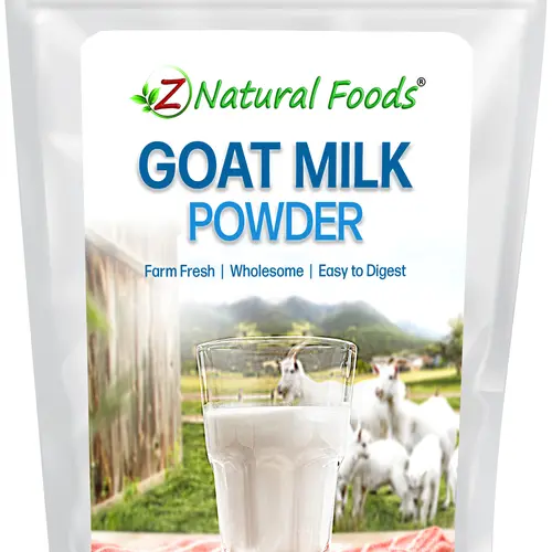 Z Natural Foods High Protein Goat Dry Milk Powder - 1lb in Foil Pouch, Shelf-Stable, Creamy Flavor, Easy-to-Digest Cow's Milk Alternative for Baking, Beverages