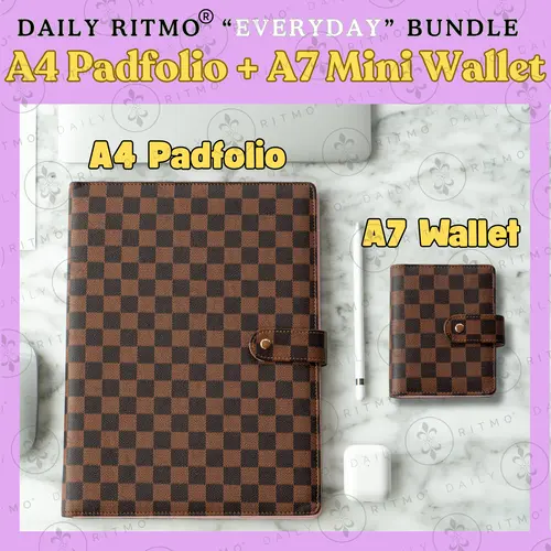DAILY RITMO "Everyday" Office Bundle - A4 Padfolio Organizer, A7 Mini Wallet Binder for Work, Cash, Expenses, Papers, Tablet Storage, Easy to Maintain, Clean Look Office Mini Binders, Budgeting