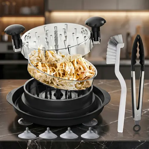 Premium Pro Chicken Shredder Kit with Stainless Steel Tongs, Cleaning Brush & Suction Base