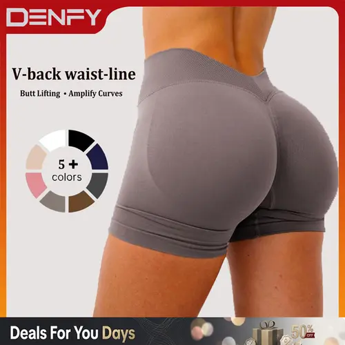 [SIZE UP 1] DENFY LJ V-Back Scrunched Shorts for Women Gymwear Yoga Pants for Fitness Gym  Womenswear Bottom Basic Minimalist #BackToSchool