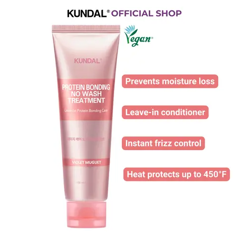 [KUNDAL] Protein Bonding Leave-in Conditioner, Damaged Hair Treatment, Vegan Protein, Stronger Hair Bonding, Smoother Hair Cuticle, Heat Protectant, Violet Muguet scent, 4.39 fl oz