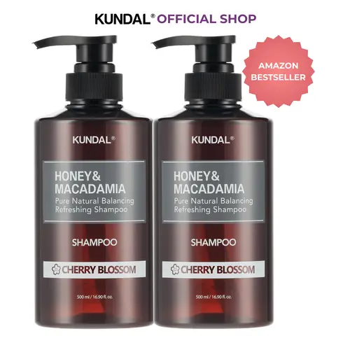 [KUNDAL] Honey & Macadamia Shampoo Duo (33.8 fl.oz. Total)- Sweet Cherry Blossom Scent | K-Beauty Viral Hair Care