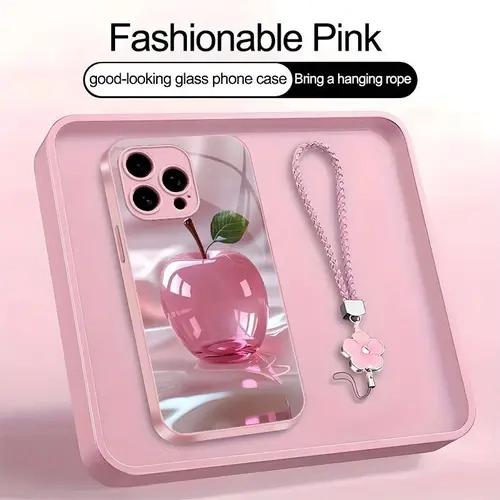 Luxury Crystal Apple Phone Case – Metallic Cover with Lanyard for iPhone 18/17/16/15/14/13 Pro Max & Samsung S25 Ultra -- 985