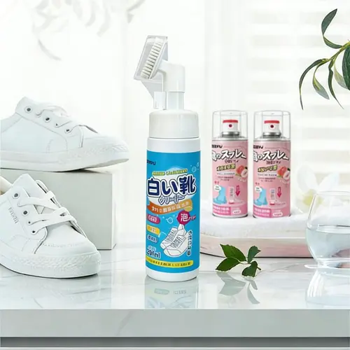 Shoe Cleaner Kits 200g+100g Water-Free Foam Shoe Cleaner with Shoe Brush and Shoe Cloth Sneaker Care Ideal for Footwear Full Grain Leather Rubber and more Comfort Bedroom