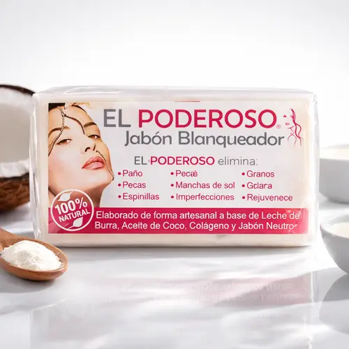 El Poderoso Handmade Facial Cleanser Soap - 100g Goat Milk, Coconut, Collagen, Donkey Milk Formula, Acne & Blemish Care, Soothing, Blackhead Removal, Collagen Care, Normal Skin Rejuvenating Skincare Wash