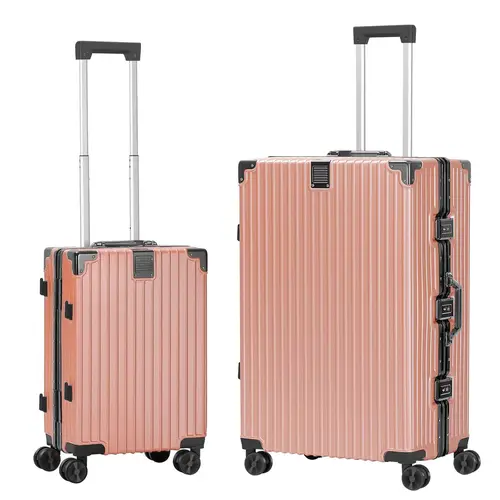 Rose Gold Aluminum Frame Luggage Sets - 20+28" Space, 360° Double Spinners, Anti-Slip Durable Hard Shell, TSA Lock Included, Ideal for Travel & Business Trips summerwins