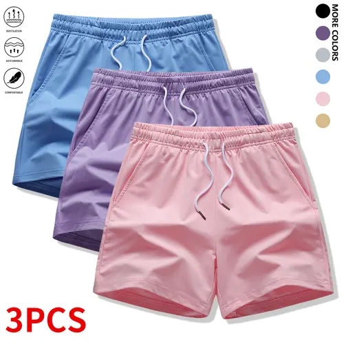 Women’s casual athletic shorts set (3 pieces), featuring drawstring and elastic waistband — suitable for outdoor sports, fitness, running, and casual wear; women’s shorts, summer bottoms,summervibes