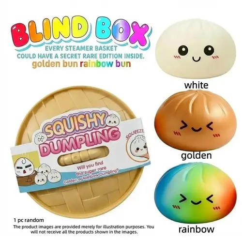 Big Dumpling Squishy - Blind Box, Mysecret Bun Fidget Toy, Squishy Fidgets, Squishies Fidgets, Soft TPR Material, Soft Squishy Silicone, Stress Relief, Unboxing Surprise, Random Style per Pack, Valentine's Day and Easter gifts, children to exchange gifts
