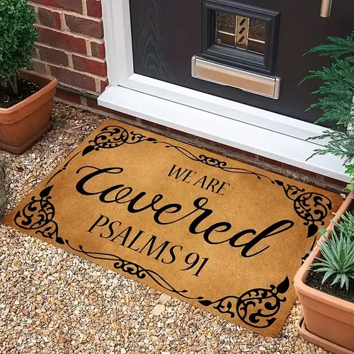 Doormat Featuring Psalm 91 with an Anti-Slip Backing - Designed with The Phrase 'We Are Covered', Suitable for Outdoor Decor, Ideal for Indoor Entrances Or Bedroom Decoration, Decorative And Durable Mat summerwins