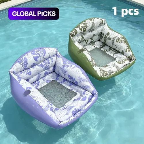 Adult Large Inflatable Water Sofa, Tropical Style Pool Float Chairs with Cup Holder, Outdoor Pool Toy, 3-in-1 Inflatable Lounge, Pool Float Lounger #GLOBAL PICKS