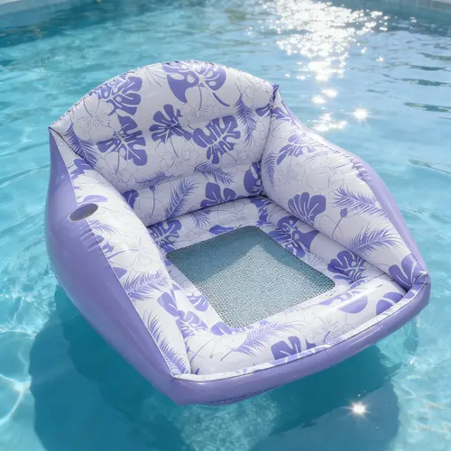 Large Inflatable Water Sofa, Tropical Style Pool Chair with Cup Holder, 3-In-1 Inflatable Pool Toy, Outdoor Use for Parties, Inflatable Pool Lounge, Pool Float Lounge, Pool Float Lounger, Pool Inflatables