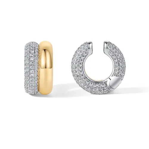 PAVOI 14K Gold Plated Chunky Tubular Hinged Earscape Ear Cuffs for Women - Statement Earring Pair