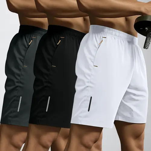 JOGWAVE Men's Above the Knee Summer Casual Athletic Sportswear Shorts (3-Pack) - Drawstring, Zippered Pockets, Breathable Quick Dry Fabric - Ideal for Running, Outdoor Activities, Drawstring Pocket Men's Shorts, Dry Men's Shorts
