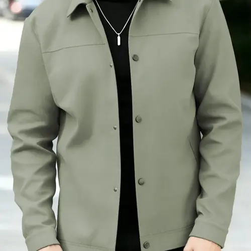 Men's Spring and Autumn Casual Lapel Jacket, Street Style Jacket, made of 100% polyester fiber, featuring a buttoned front and closure design, a collar jacket, machine washable, and easy to maintain fabric, suitable for daily life, casual sports