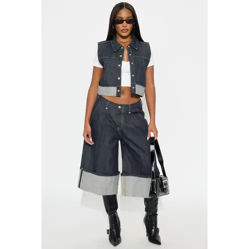 Premium Selvedge Cuffed Denim Jorts - Dark Denim