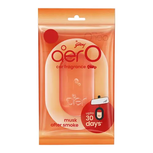 Godrej AerO Hanging Car Air Freshener - Car Perfume, Musk After Smoke Scented Deodorizer, Smoke Odor Remover, Freshening Option, Sleek Look Cabin Upgrader, Pack of 4, Freshening Car Fragrance