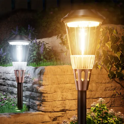 BITPOTT Solar Outdoor Pathway Lights - Elegant Gardening Lights with Solar Panels, IP65 Waterproof, Warm & Cool Lighting, Super Bright, Auto On/Off for Yard, Patio Decor, Outdoor Patio (Ideal for Birthday Use)