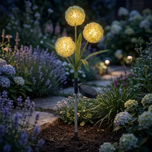 3-Head Rechargeable Solar LED Outdoor Lights - Durable Waterproof IP65 Light, Water Resistant, Sensor Switch Auto On/Off, Photovoltaic Panels, Warm Glow, Whimsical Glowing Fairy Decor, Highly Realistic for Mom’s Garden Pathway, 0 Electricity Cost