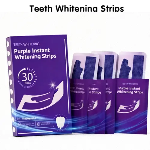 Purple Teeth Whitening Strips– 28 Pcs, Peroxide-Free, Enamel Safe, Low-Sensitivity, Quick Teeth Whitening, Whitening Strips Teeth Whitening Kit, 14 Treatments, Daily Use, Travel Use, Color Correction, Dental Care