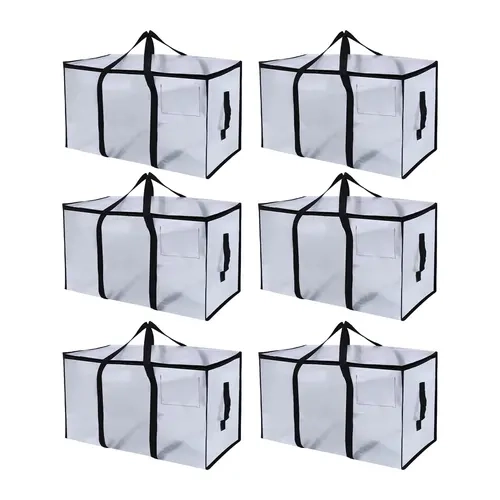 STOWM 6-Pack High-Quality Plastic Multi-Purpose Zipper Sealing Storage Bags - Extra-Large Fit High Capacity Space-Savers for Clothes & Tools, Home & Office Organization,home decor