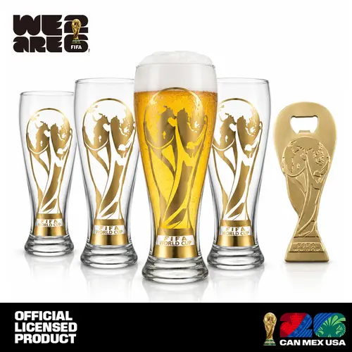 Official FIFA World Cup 26 Gold Stamped Classic Beer Glass-Perfect for Game Day Family Pack Collector's Edition Drinkware Tumblers ,summerwins summerwins