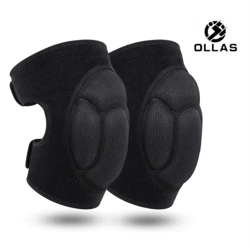 Adult Volleyball Knee Pads - 1 Pair (Black), 20mm Thick EVA Foam, Adjustable, Anti-Slip, Safety-Focused, Curved Fit, 21*8.5 Inches, for Volleyball, Football, Gardening, Construction